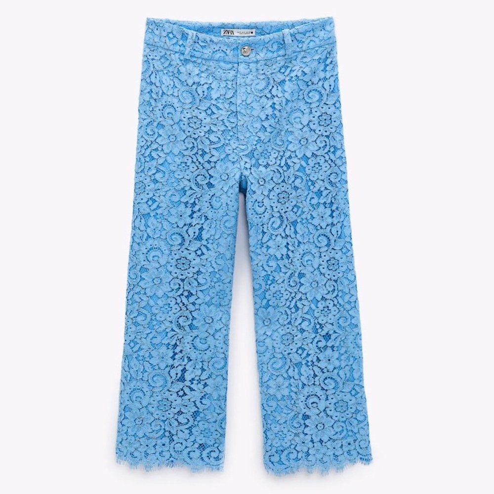 Zara Blue Lace Culottes Pants